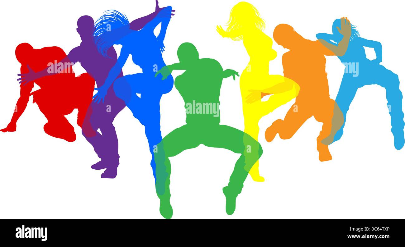 Danseurs Silhouette Street Dance pose silhouettes Illustration de Vecteur