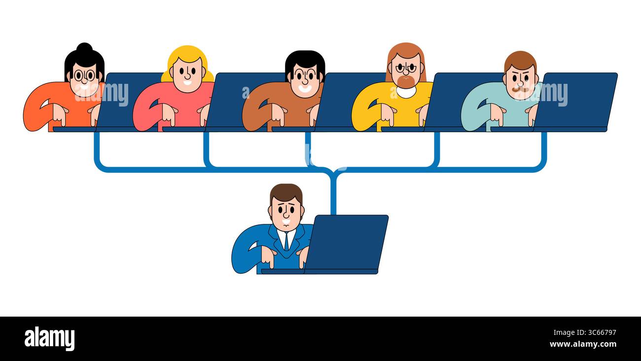 organigramme avec les cadres et les employés. Idéal pour les présentations, les documents d'entreprise et les ressources humaines. Illustration de Vecteur