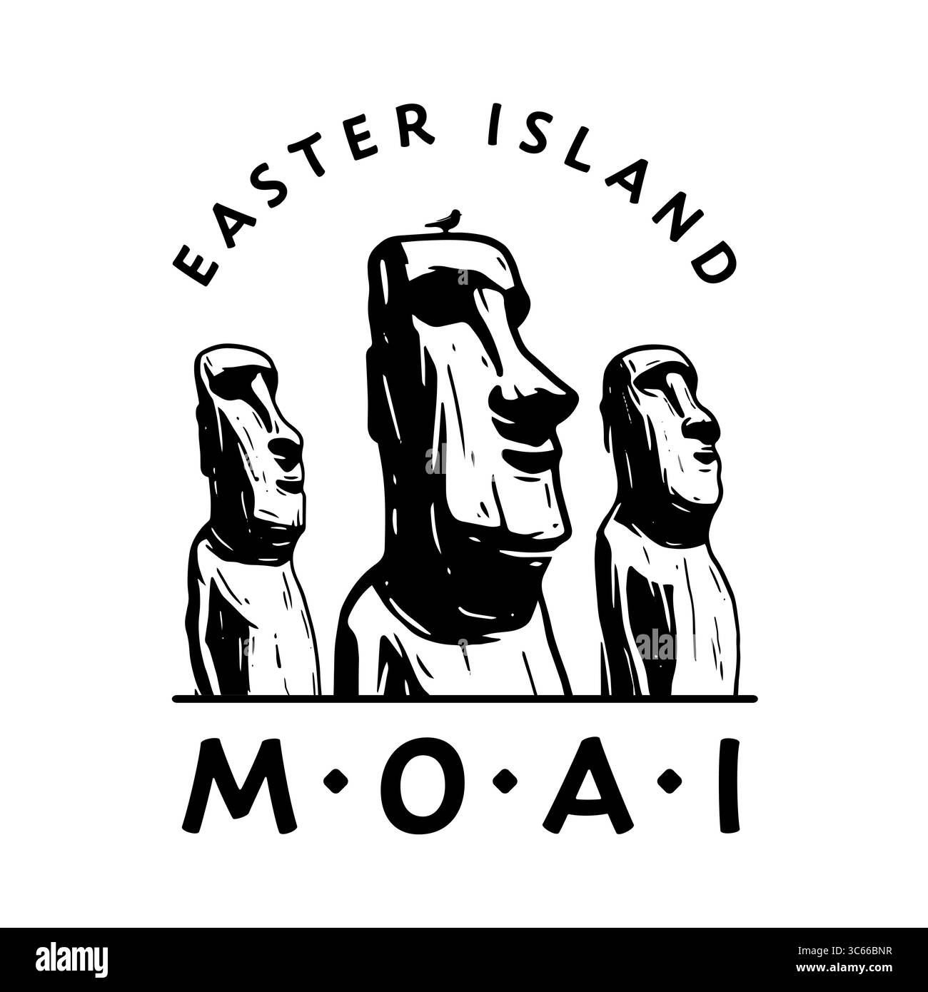 Logo Moai, statues monolithiques en pierre sur l'île de Pâques dans l'océan Pacifique. Curiosités. Formes isolées sur fond blanc, illustration vectorielle Illustration de Vecteur