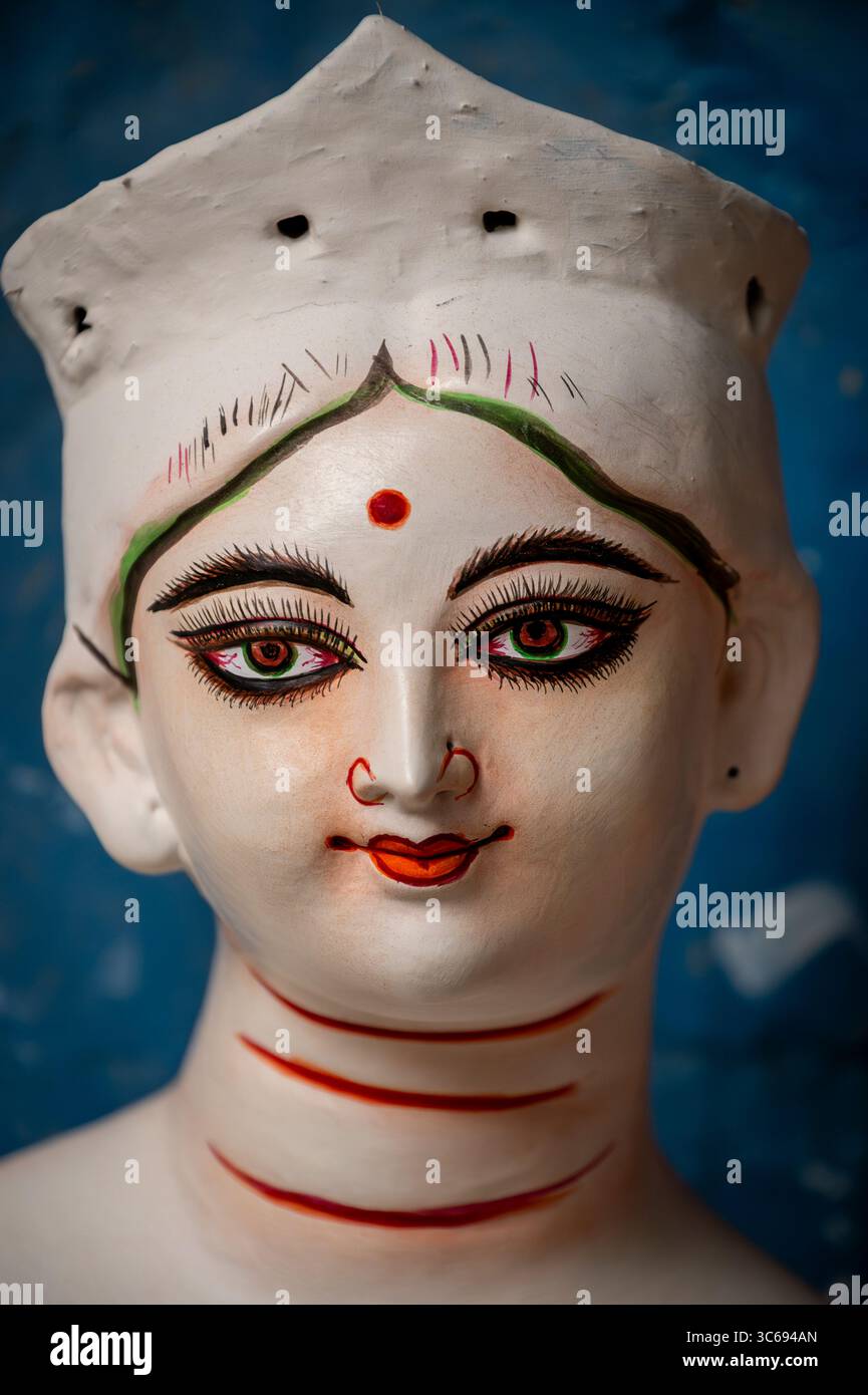 Détails de la statue à Kumartuli, Kolkata, Inde Banque D'Images