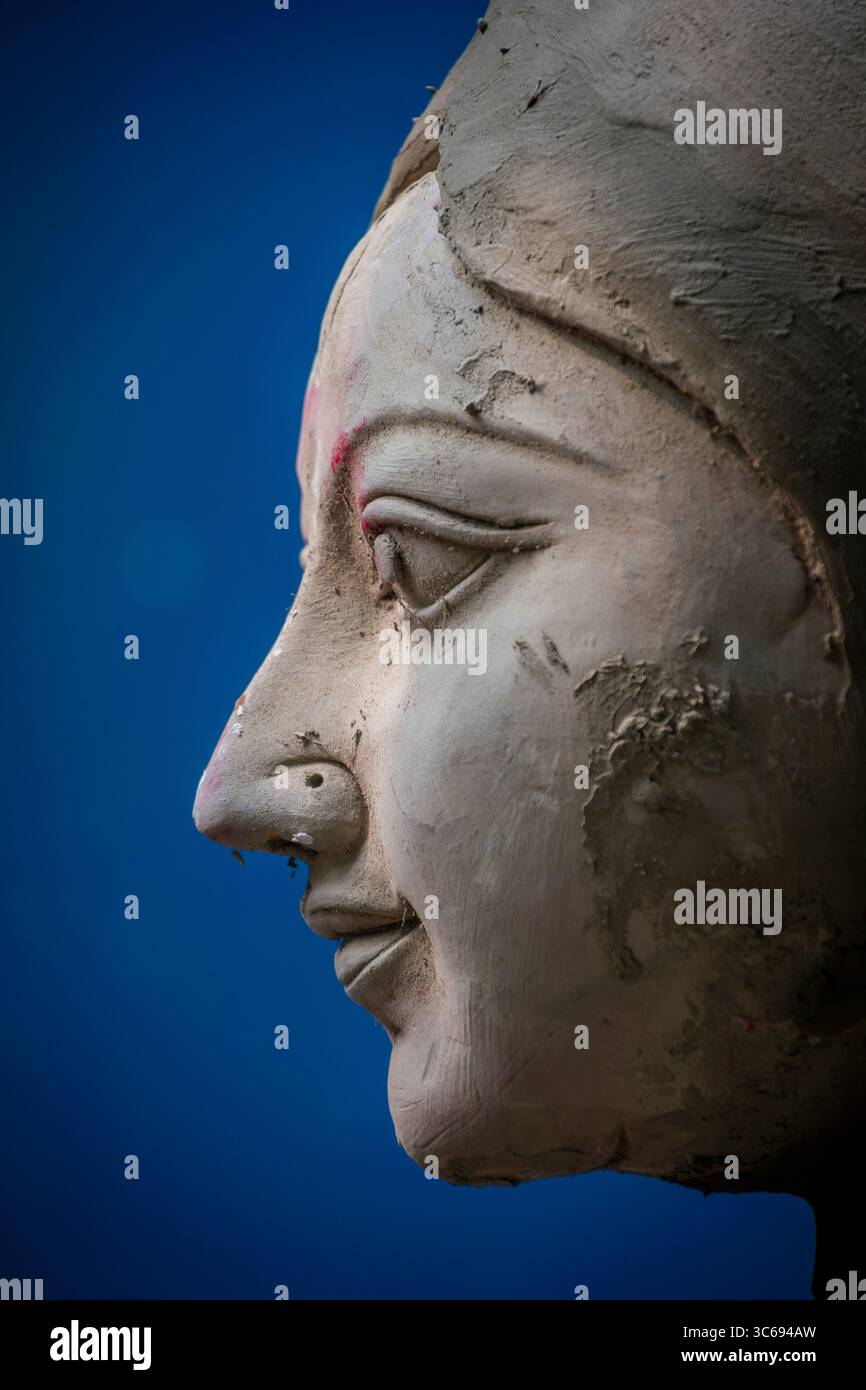 Détails de la statue à Kumartuli, Kolkata, Inde Banque D'Images