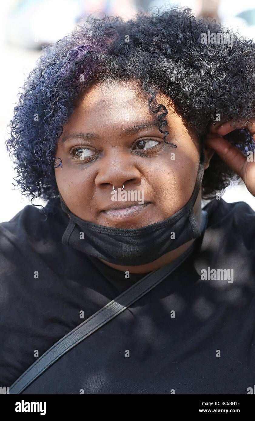5 juin 2020, Moline, Iowa, États-Unis : JusticeForGeorge co-organisatrice de la marche Alesha Sanchez de Davenport, Iowa. (Crédit image : © Kevin E. Schmidt/Quad-City Times via ZUMA Wire) Banque D'Images