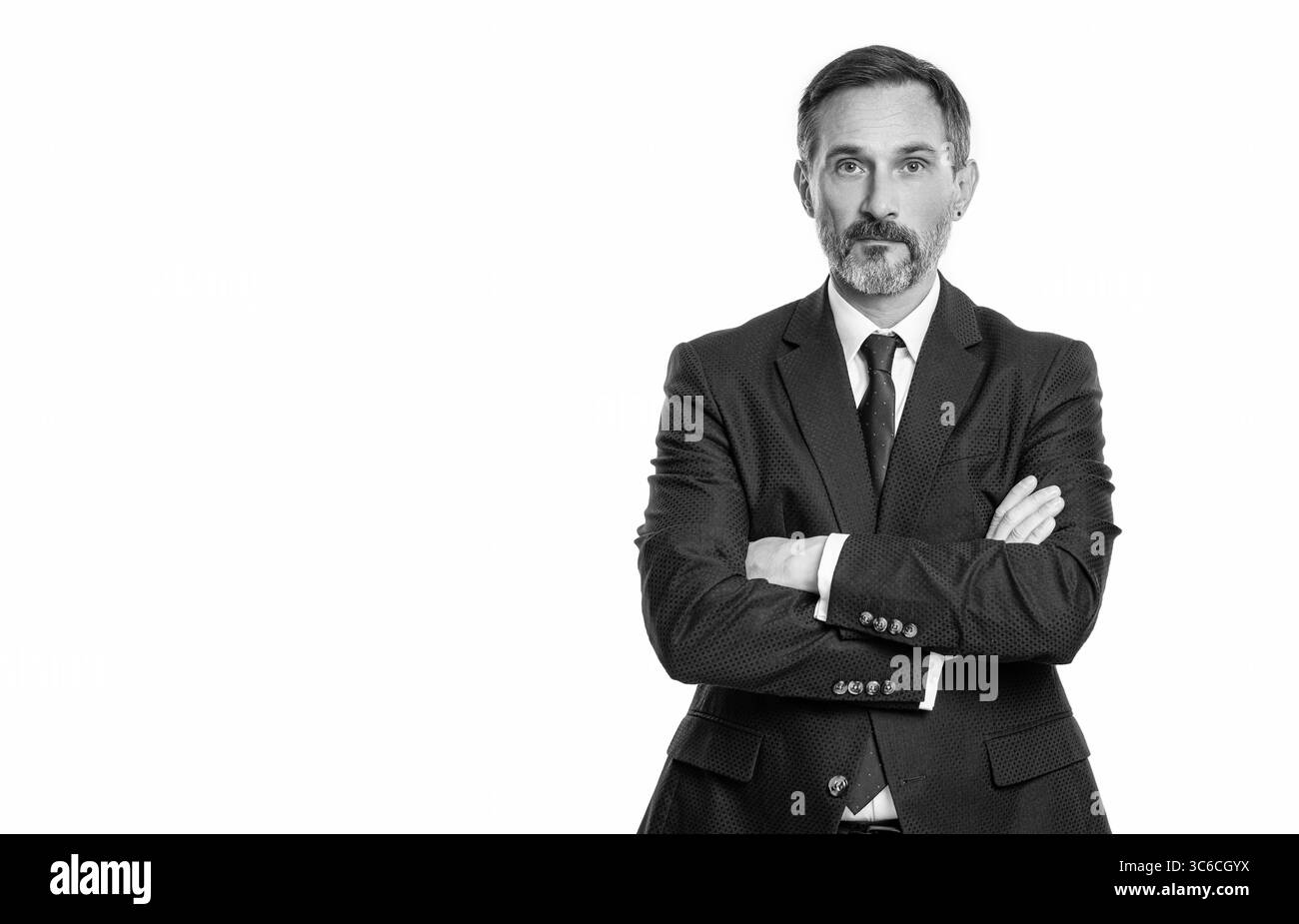 Homme d'affaires isolé sur blanc. Succès commercial. PDG à succès en costume. Entrepreneur confiant. Résolution des conflits. Direction de l'entreprise. Man Banque D'Images