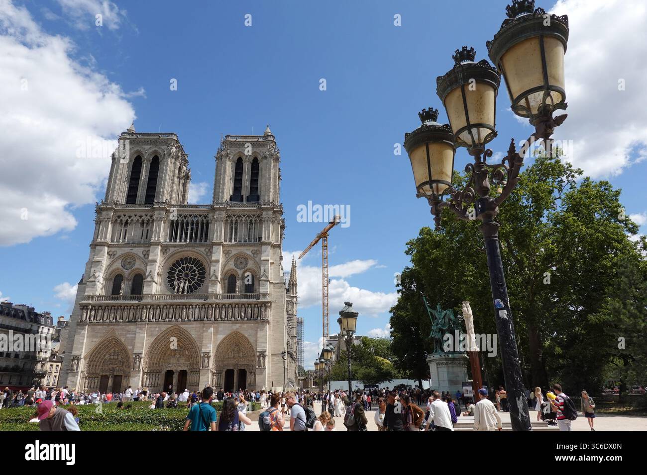 Notre-Dame de Paris, souvent appelée simplement notre-Dame, est une cathédrale catholique médiévale située sur l'Île de la Cité, dans le 4e arrondissement de Paris. Banque D'Images