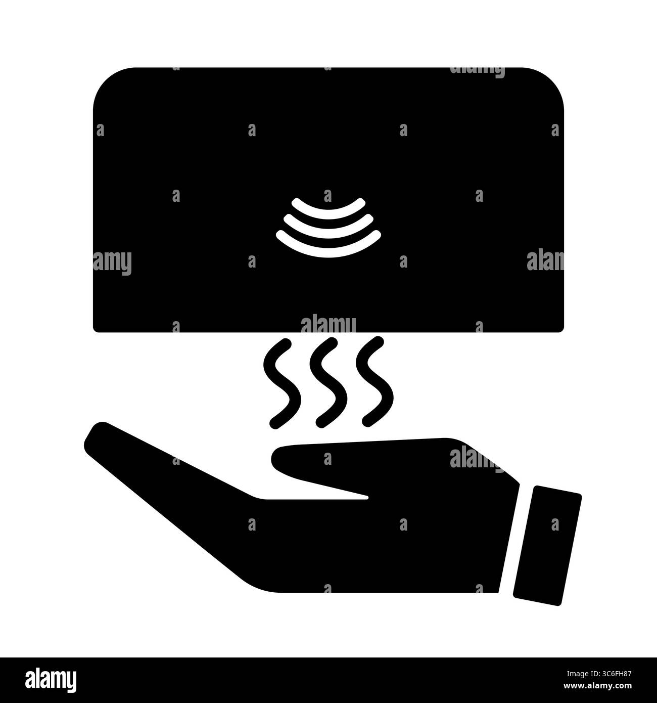 Main avec symbole de savon : sèche-mains automatisé en cours d'utilisation Illustration de Vecteur