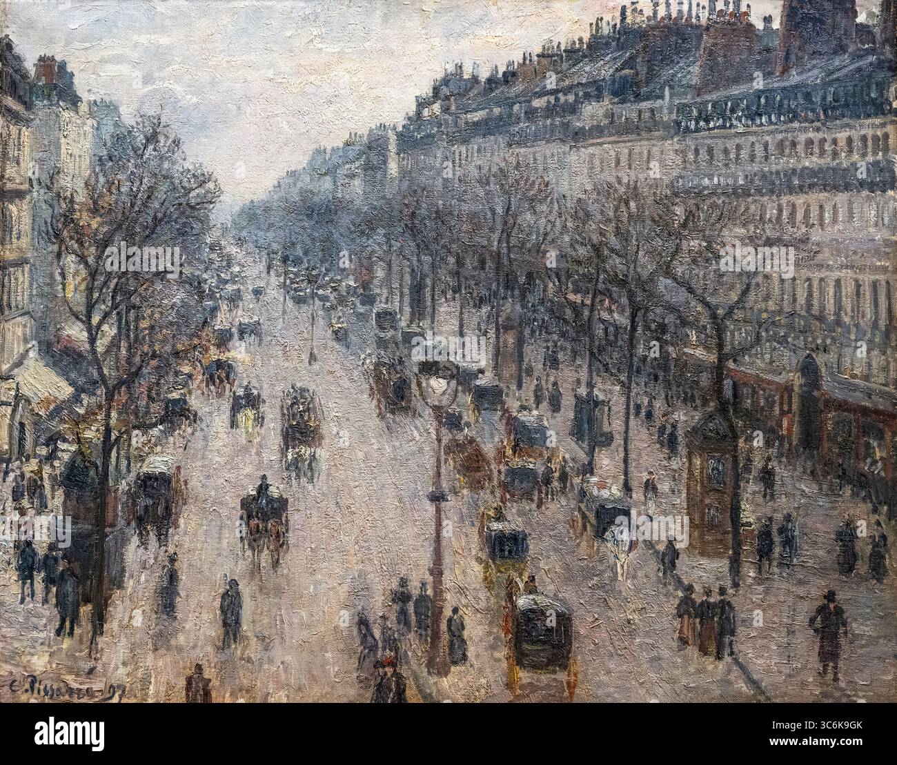Tableau appelé le Boulevard Montmartre un matin d'hiver par Camille Pissarro au musée d'art de New York MET Banque D'Images