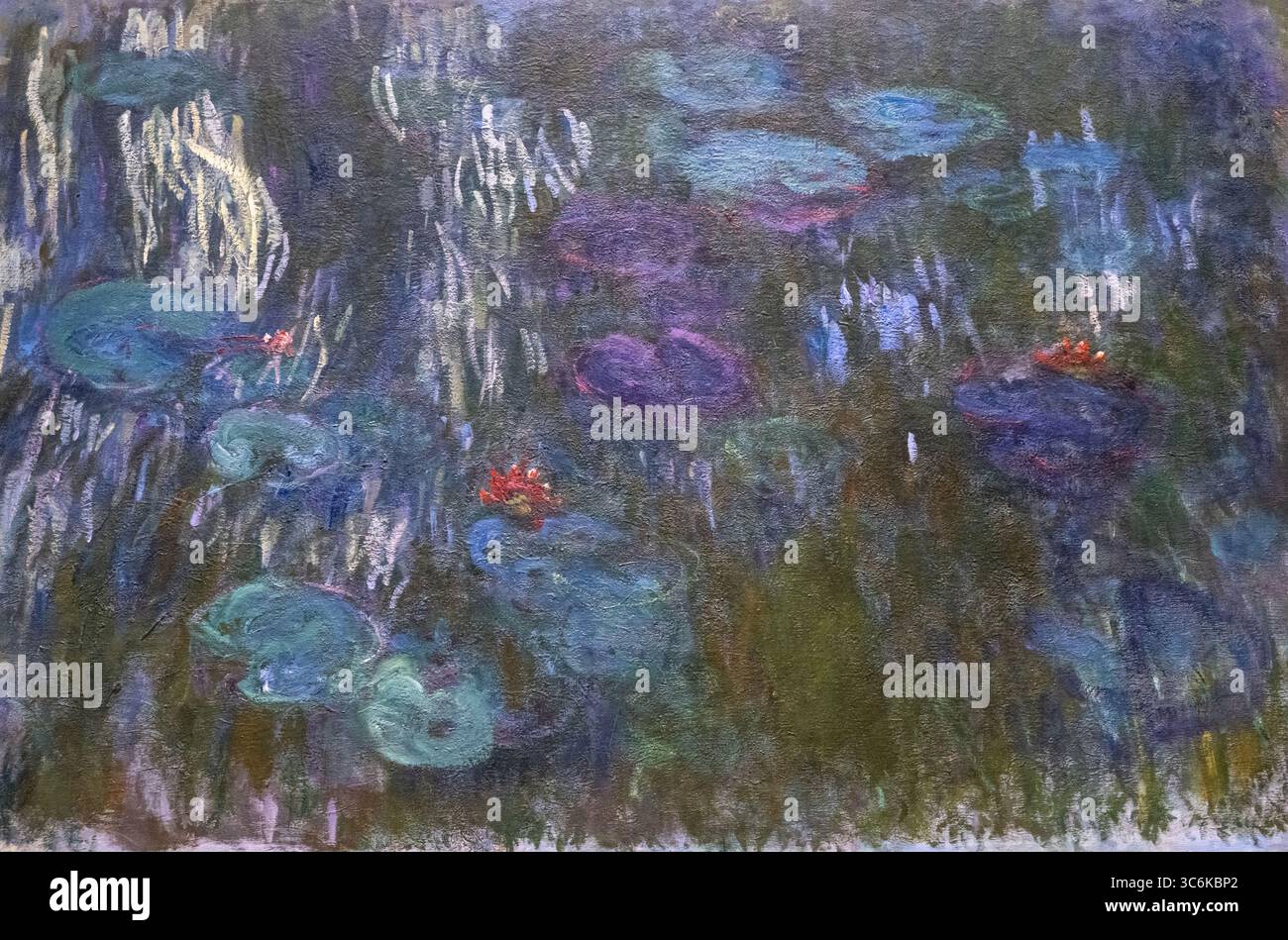Peinture intitulée Nymphéas d'eau, réflexions de saules pleureurs par Claude Monet au musée d'art MET DE New York Banque D'Images
