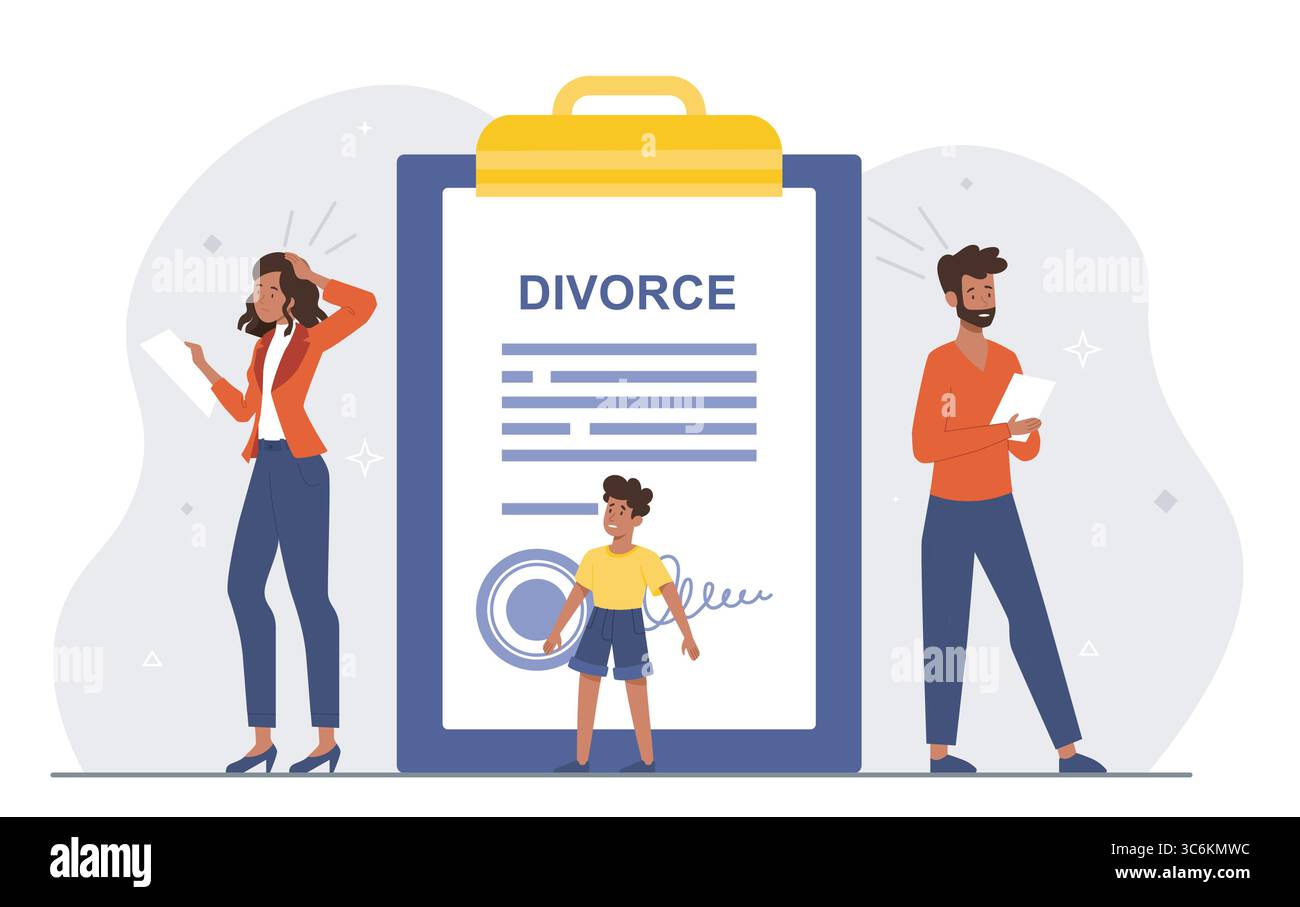 Document de divorce avec conflit familial. Illustration vectorielle Illustration de Vecteur