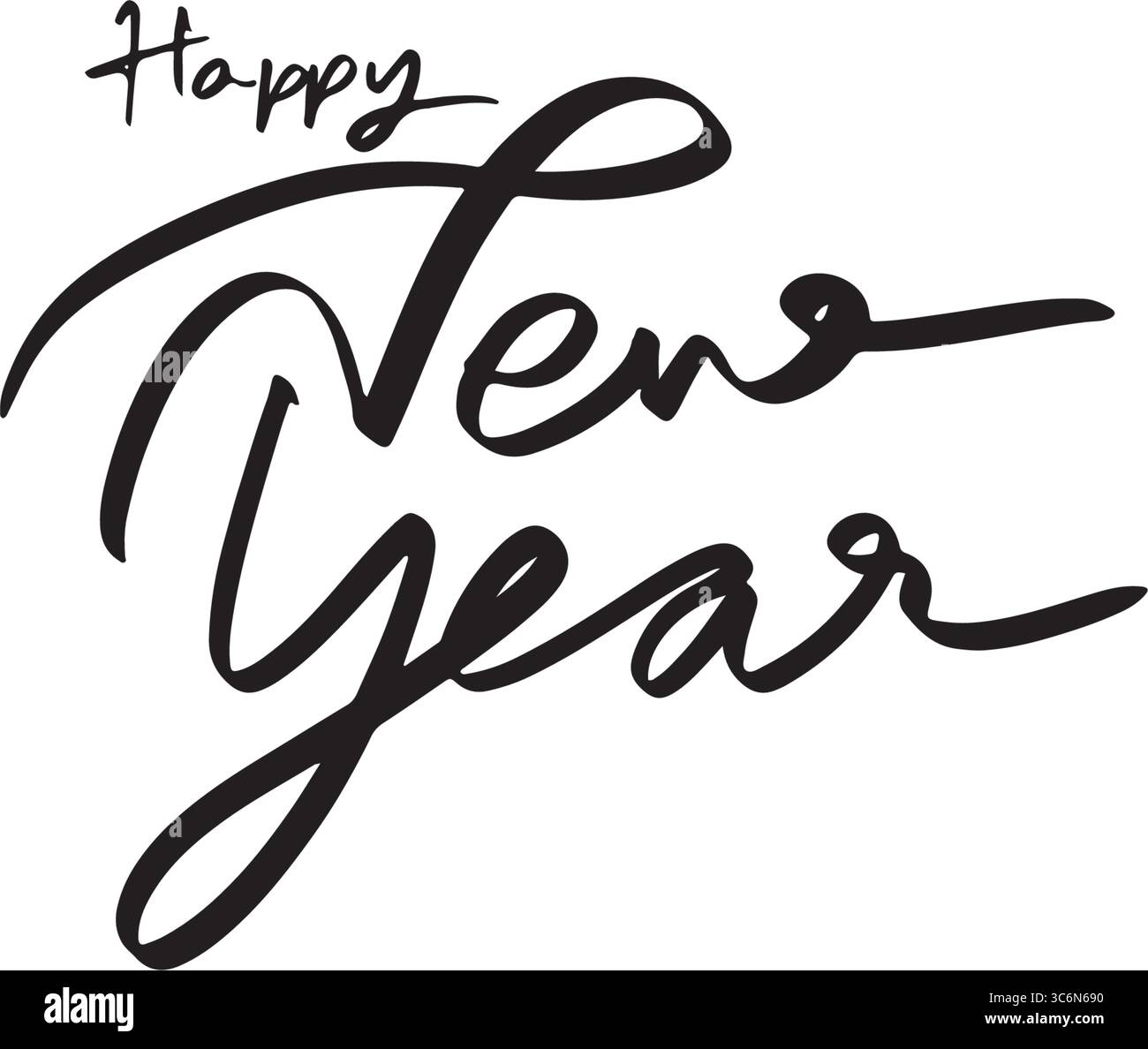 bonne nouvelle année texte police calligraphie manuscrite lettrage script noir objet de couleur heureuse nouvelle année 2026 2027 2028 temps compte à rebours heureuse nouvelle année wint Illustration de Vecteur