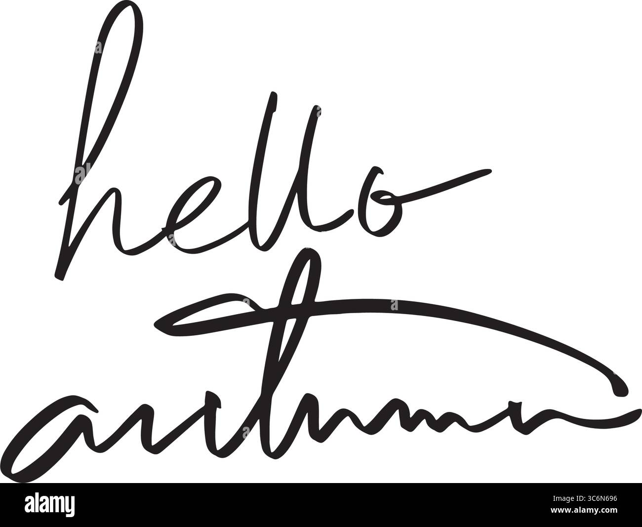 Bonjour automne automne saison texte police calligraphie écriture manuscrite script couleur noire objet icône Thanksgiving temps Hello automne automne saison septem Illustration de Vecteur