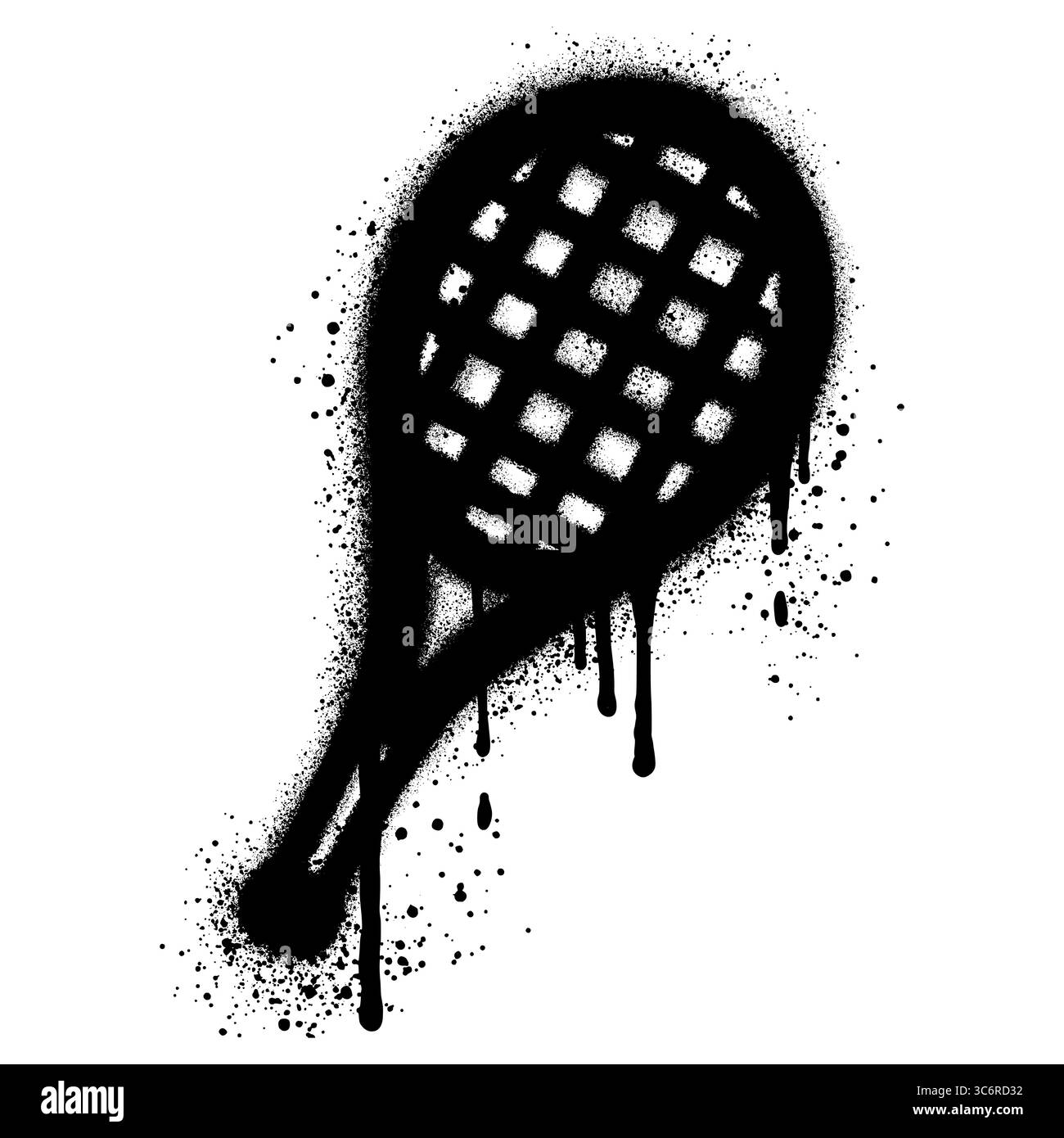 Icône de raquette de tennis Graffiti peint au pistolet isolé avec un fond blanc. Illustration de Vecteur