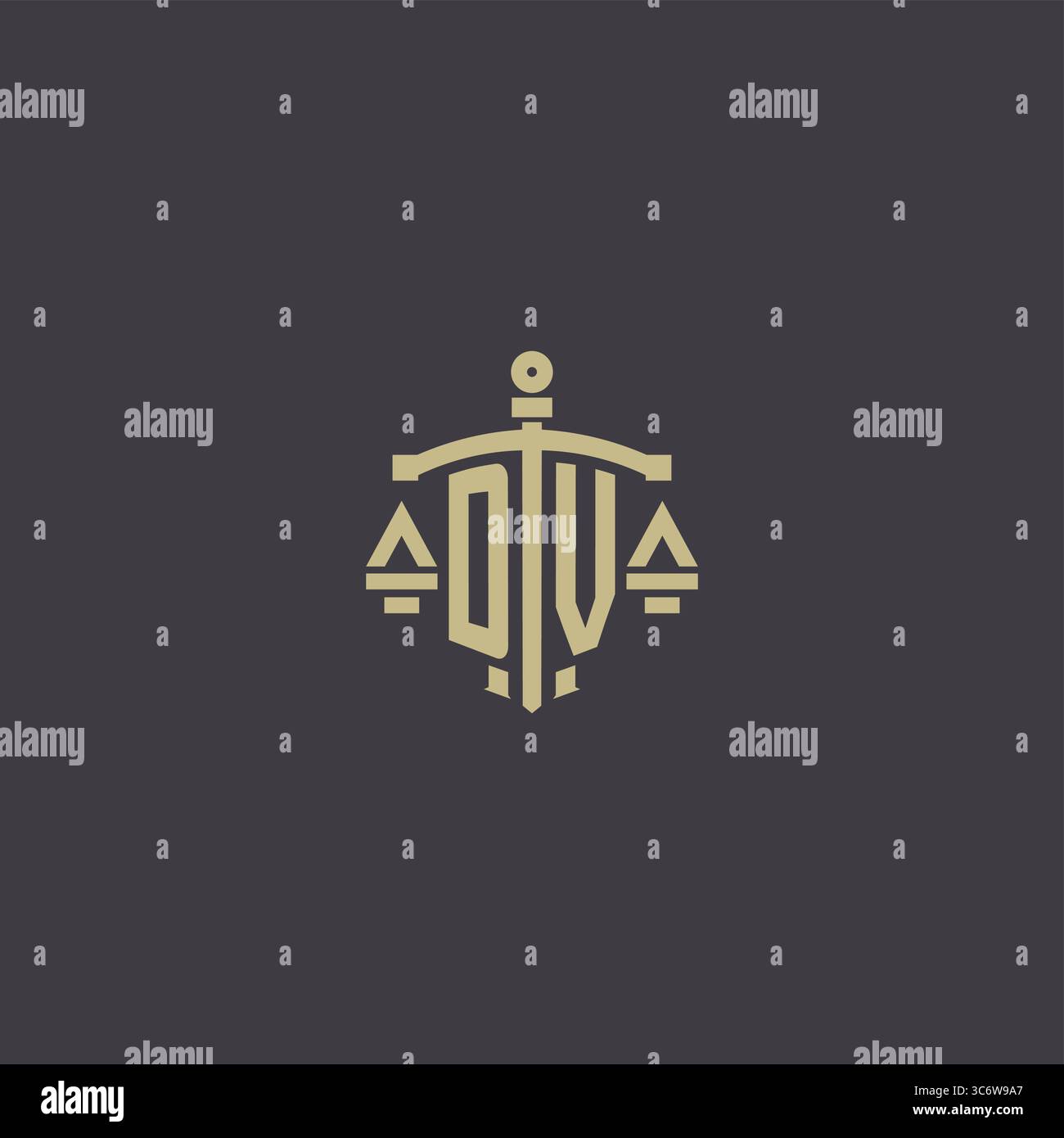 Logo DV initial pour le cabinet d'avocats et l'avocat avec échelle créative et graphique vectoriel graphique vectoriel de conception d'icône d'épée Illustration de Vecteur