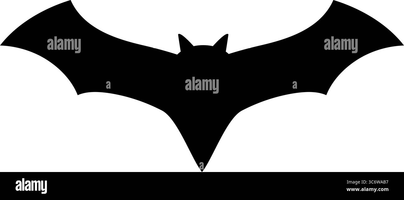 Silhouette minimaliste d'une chauve-souris, caractérisée par ses ailes pointues et ses traits pointus, pour des designs sur le thème d'Halloween ou de super-héros. Illustration de Vecteur