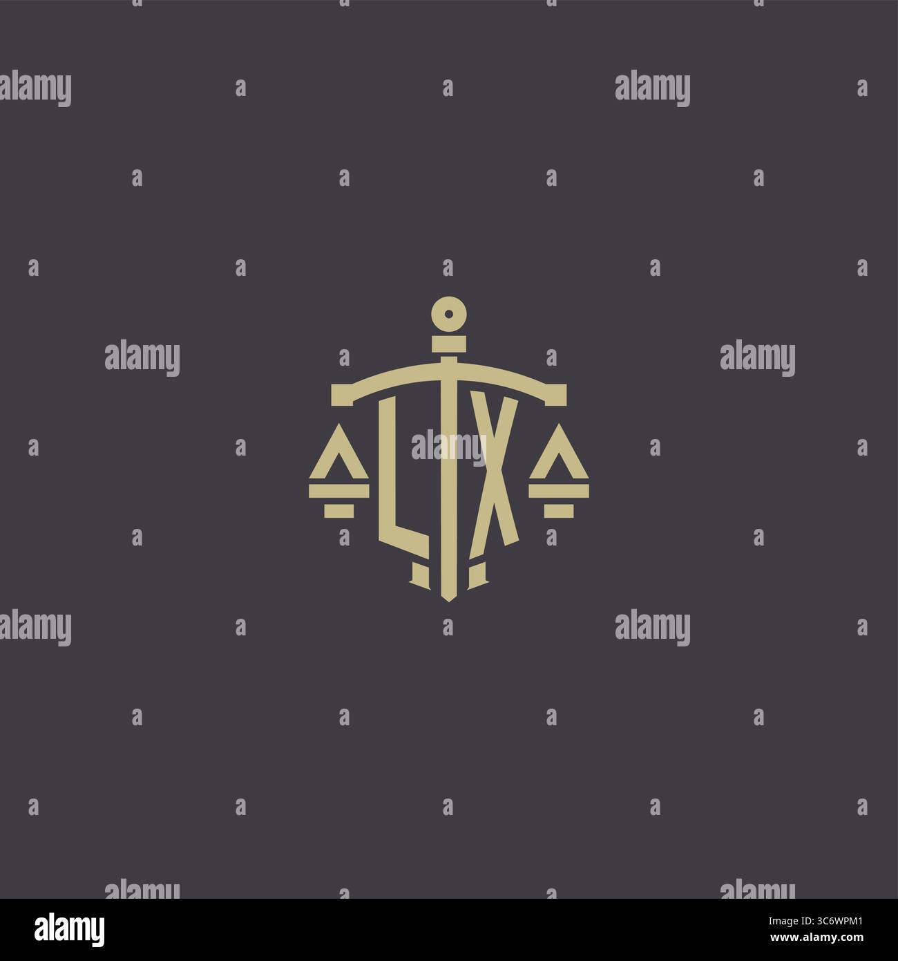 Logo initial LX pour le cabinet d'avocats et l'avocat avec échelle créative et graphique vectoriel graphique vectoriel de conception d'icône d'épée Illustration de Vecteur