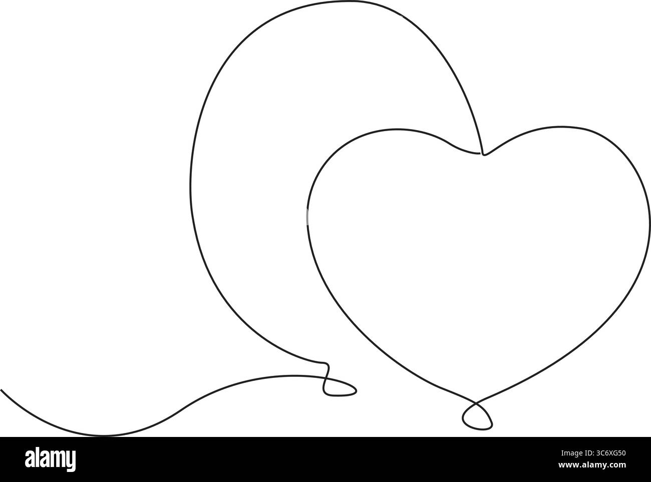 Fête d'anniversaire de dessin de ballon continu à une ligne. Icône de décoration de fête de vacances, illustration vectorielle EPS 10 Illustration de Vecteur