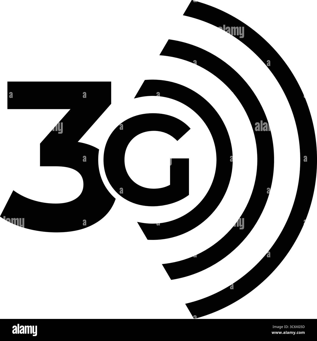 Icône de vecteur de technologie de réseau 3G. Symbole de connexion Internet mobile haut débit sans fil. Système global de télécommunication. Illustration de Vecteur