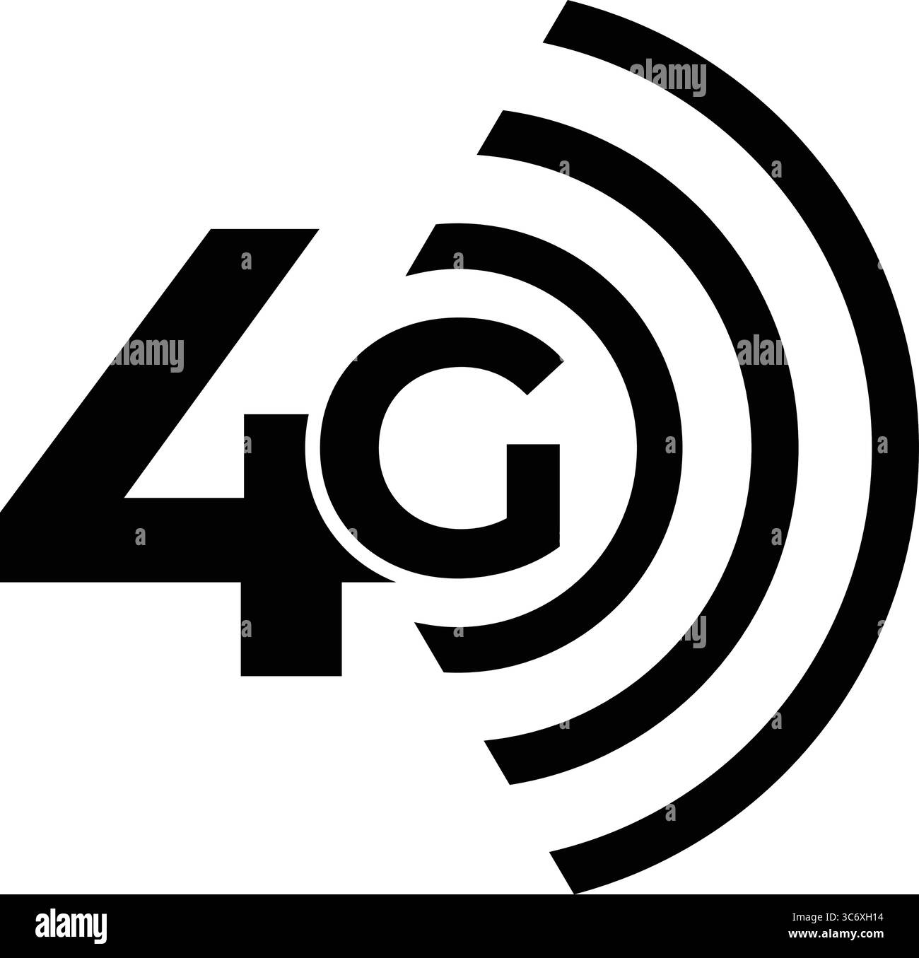 Icône de vecteur de technologie de réseau 4G. Symbole de connexion Internet mobile haut débit sans fil. Système global de télécommunication. Illustration de Vecteur