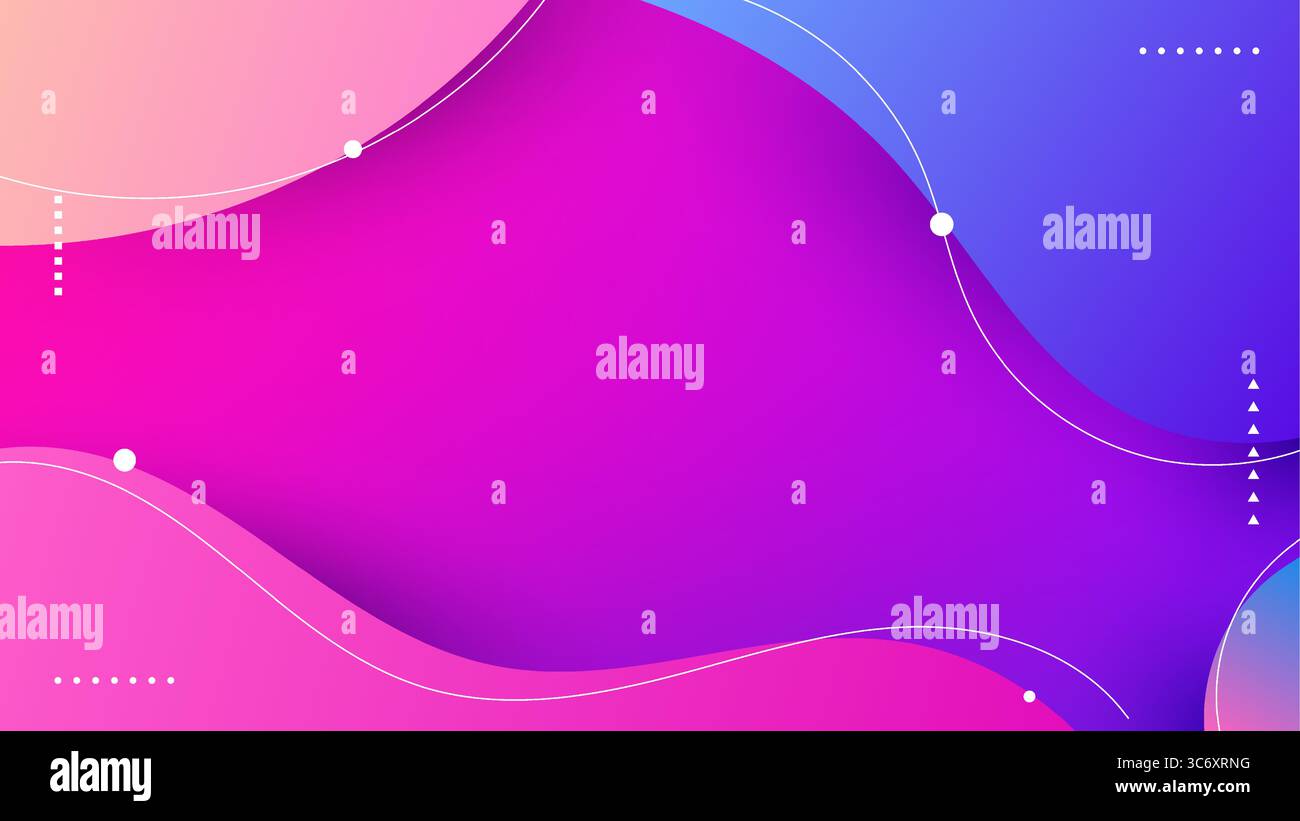 fond abstrait vibrant avec des dégradés roses, violets et bleus. Les formes organiques fluides et les éléments géométriques blancs le rendent idéal pour le design moderne Illustration de Vecteur