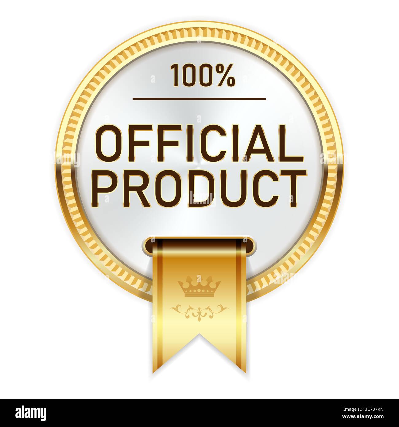 Produit officiel, médaille avec ruban d'or, article officiellement libéré, badge ou insigne, produit authentique, vecteur Illustration de Vecteur