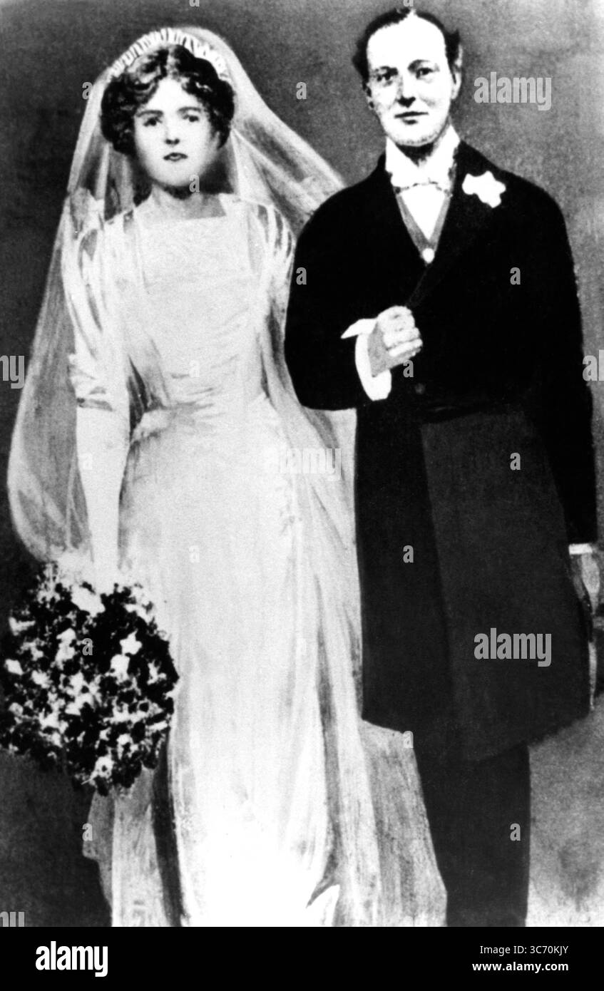 Winston Churchill et Clémentine 12 septembre 1908 Banque D'Images