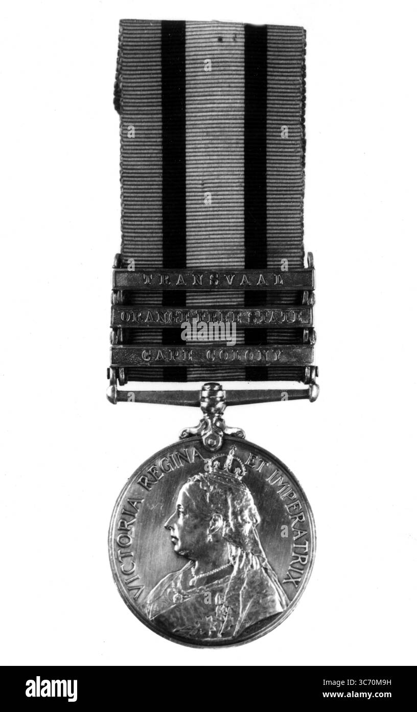 Information sur la photo de la médaille de la Reine Victoria : la médaille de la Reine Victoria a été décernée pour le service dans la guerre des Boers en Afrique du Sud d'octobre 1899 à mai 1902. Banque D'Images