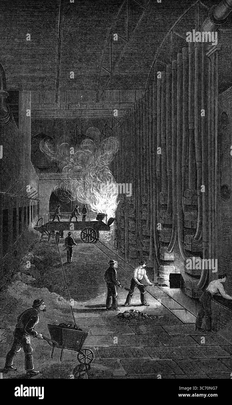 Retort House of the Imperial Gas-Works, King's Cross, Londres - L'Imperial Gasworks a commencé à produire du gaz en 1824, et a continué à le faire jusqu'en 1902. Le gaz de charbon a continué à être produit en Grande-Bretagne pour un usage domestique jusqu'aux années 1950 ©TopFoto Banque D'Images