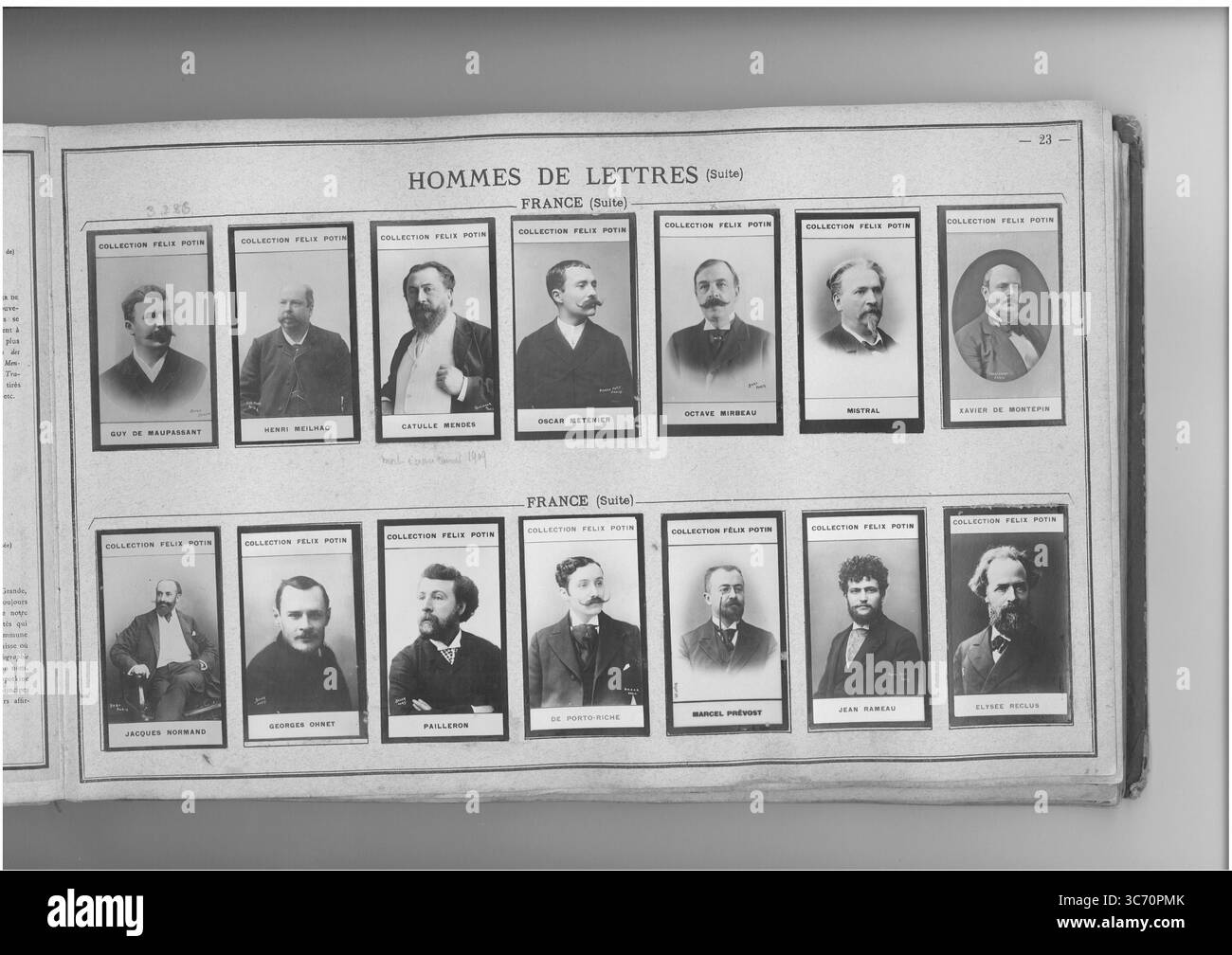 COLLECTION FELIX POTIN HOMMES DE LETTRES (ligne supérieure gauche-droite) FRANCE : Maupassant (Guy de) 1850-1893 - Meilhac (Henri) 1831-1897 1862 - Mendes (Catulle) 1841 1859 - Metenier (Oscar) 1859 - Mirbeau (Octave) 1850 - Mistral (Frederic) 1830 - Montepin (comte Xavier de) 1824-1902 HOMMES DE LETTRES (ligne inférieure gauche-droite) FRANCE : Normand (Jacques) 1848 - Ohnet (Georges) 1848 - Pailleron (Edouard Rameau) 1834-1899 - Jacques-1849 - Jean-Jacques-Jacques-Jacques-1830 - Jacques-Jacques-Révrier Banque D'Images