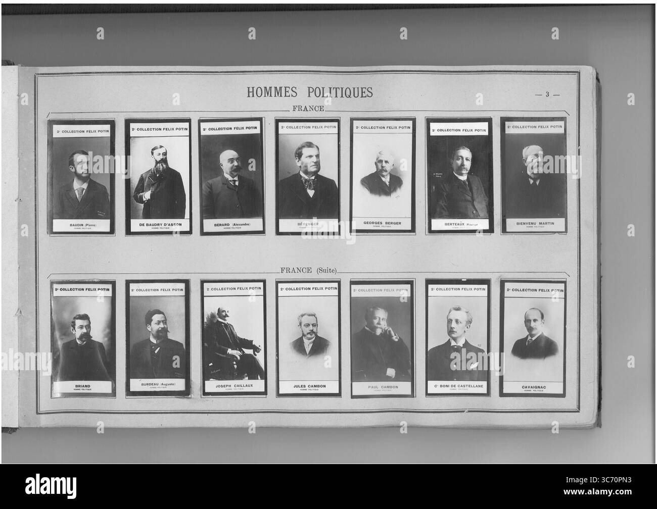 2e COLLECTION FELIX POTIN HOMMES POLITIQUES (ligne supérieure gauche-droite) FRANCE : Baudin (Pierre) 1863 1848 - Baudrey d'Asson (Leon-Armand-Charles de) 1836 1843 - Berard (Alexandre) 1859 1867 - Berenger (René) 1830 - Berger (Paul-Louis-Georges) 1834 - Berteaux (Henry-Maurice) 1852 - bienvenu Martin 1847 (ligne inférieure gauche-droite) Briand (Aristide) 1862 - Burdeau (Auguste-Laurent) 1851-1894 - Caillaux (Joseph) 1863 1853-1905 Banque D'Images