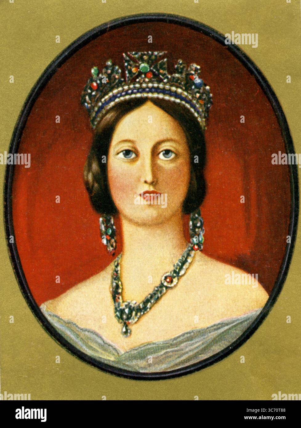 Reine Victoria 1819-1901 - D'après une miniature de William Essex - Victoria (Alexandrina Victoria ; 24 mai 1819 - 22 janvier 1901) était la Reine du Royaume-Uni de Grande-Bretagne et d'Irlande du 20 juin 1837, et la première impératrice de l'Inde du 1er mai 1876, jusqu'à sa mort le 22 janvier 1901. Son règne dura 63 ans et sept mois, plus long que celui de tout autre monarque britannique. ©TopFoto Banque D'Images