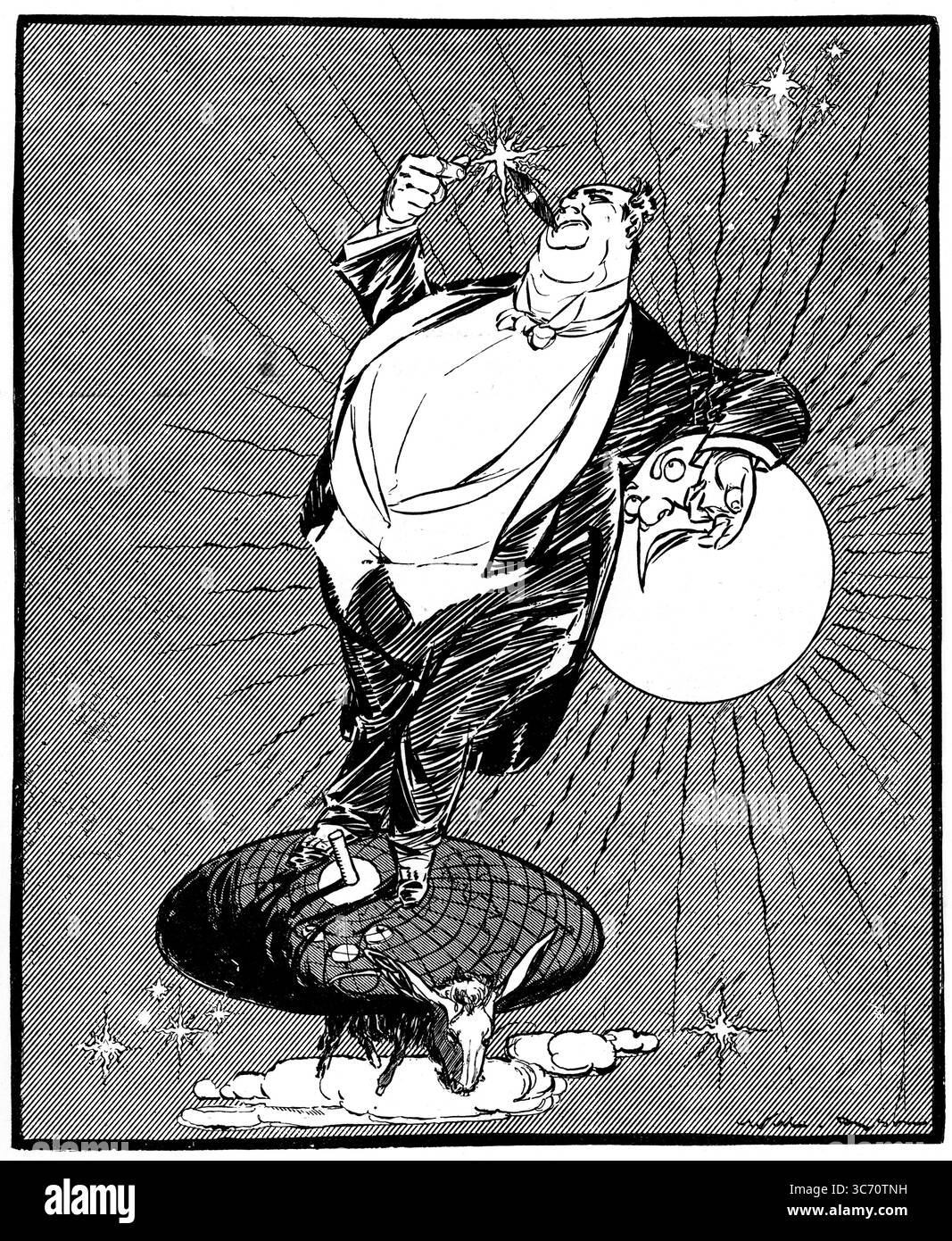LE SCHÉMA COSMIQUE RÉEL dessiné par Will Dyson , illustrateur australien et caricaturiste politique , bien connu pour son point de vue socialiste . années 1910 Banque D'Images