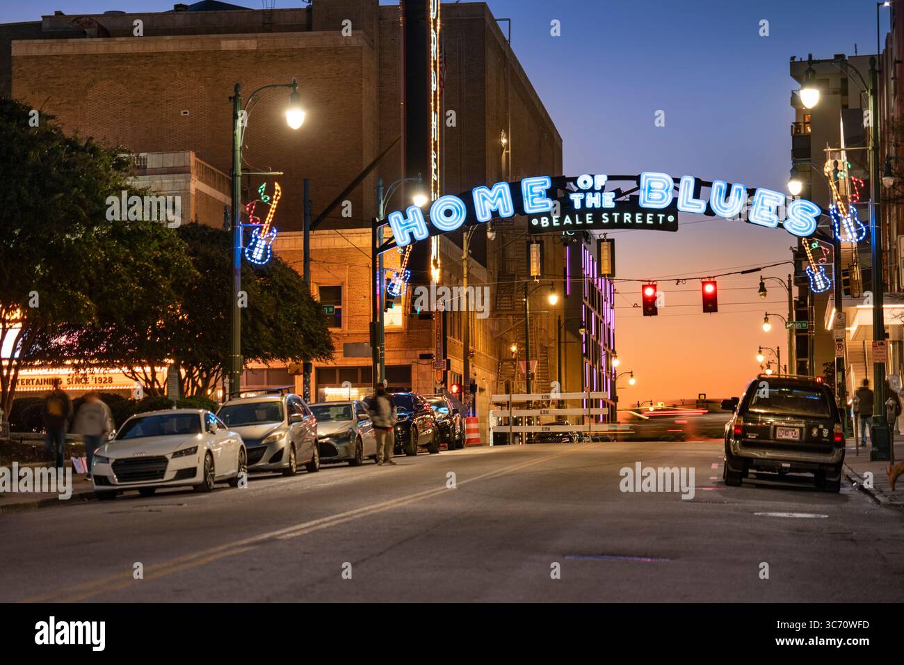 Memphis Tennessee Beale Street panneau d'entrée en arc de néon Banque D'Images