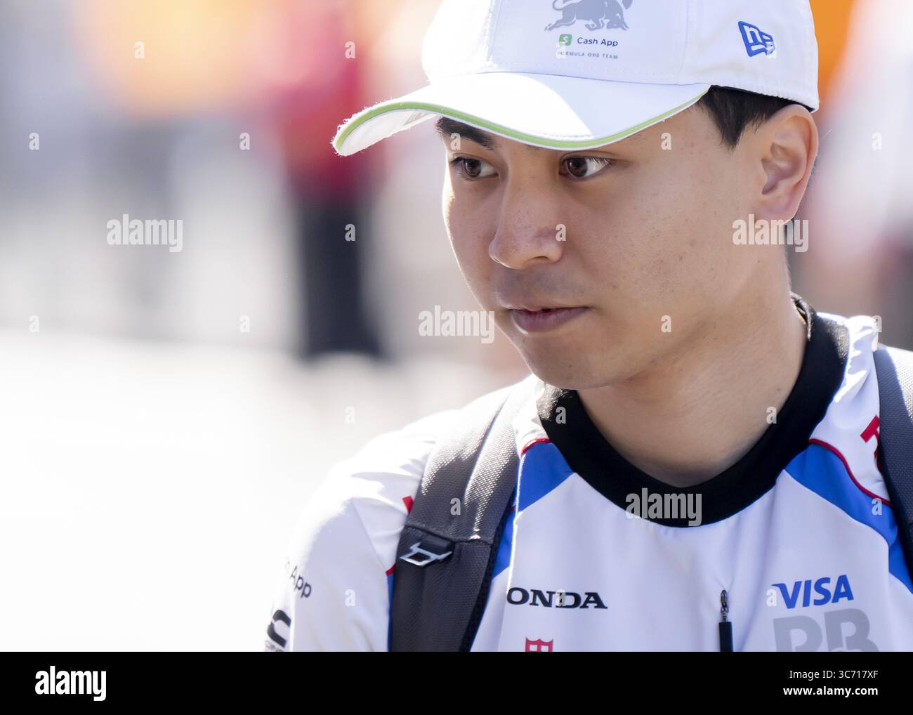 BOEDAPEST - pilote réserve Racing Bulls Ayumu Iwasa au Hungaroring avant le départ des 1ers essais libres avant le Grand Prix de Hongrie. ANP PONCEUSE KING Banque D'Images