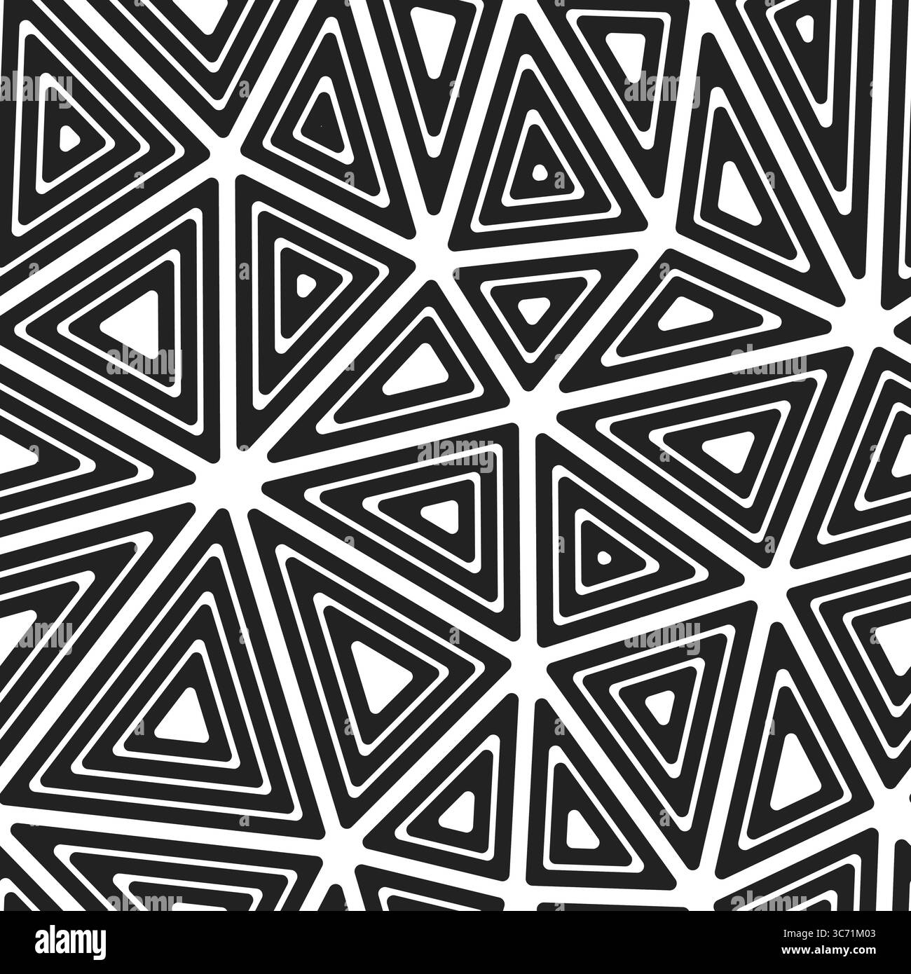 Arrière-plan des formes triangulaires. Grande taille de triangles. Triangles internes multiples répétés. Style noir et blanc. Modèle reproductible. Tuiles vectorielles artistiques. Illustration de Vecteur