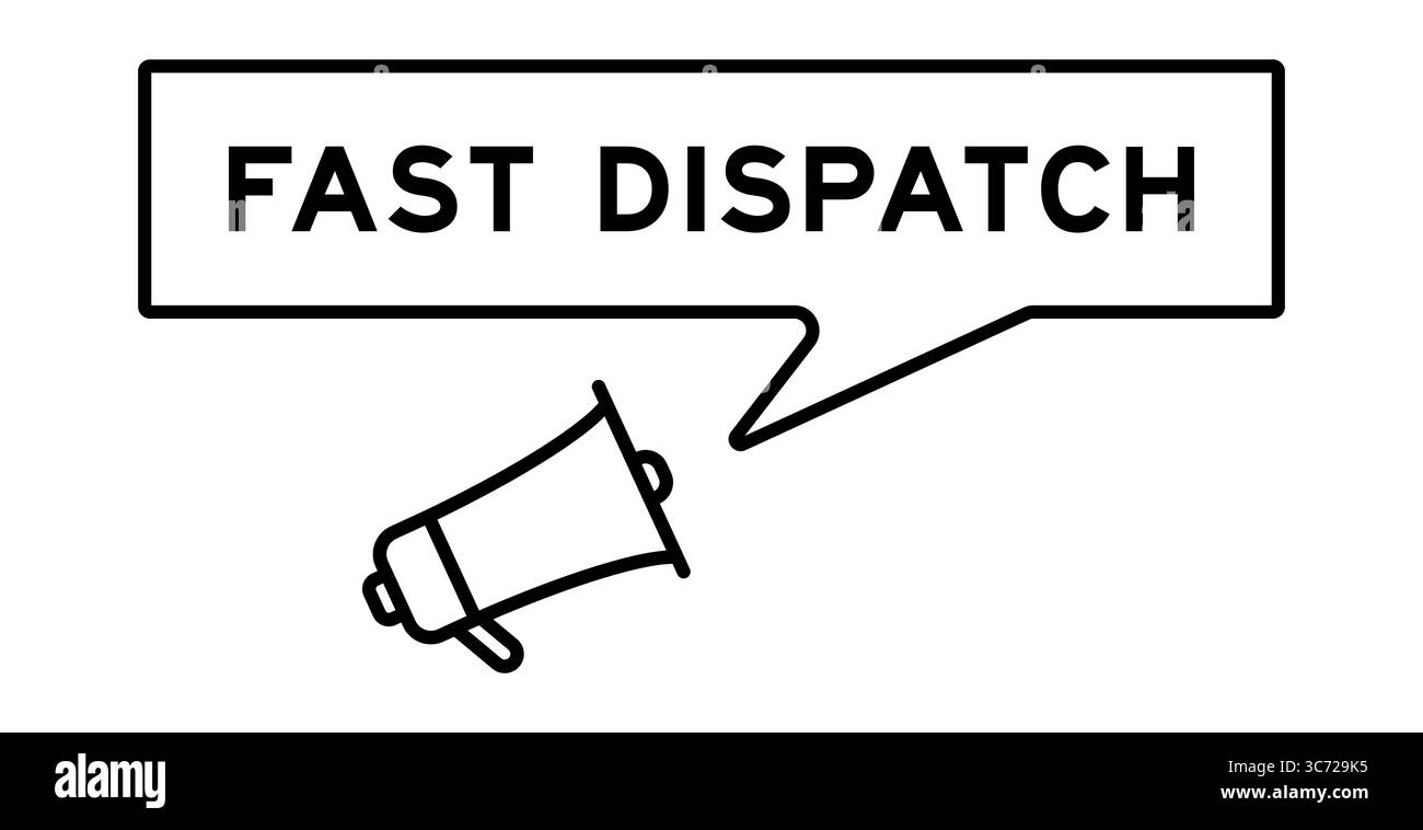 Icône mégaphone avec bulle de parole dans Word FAST Dispatch sur fond blanc Banque D'Images