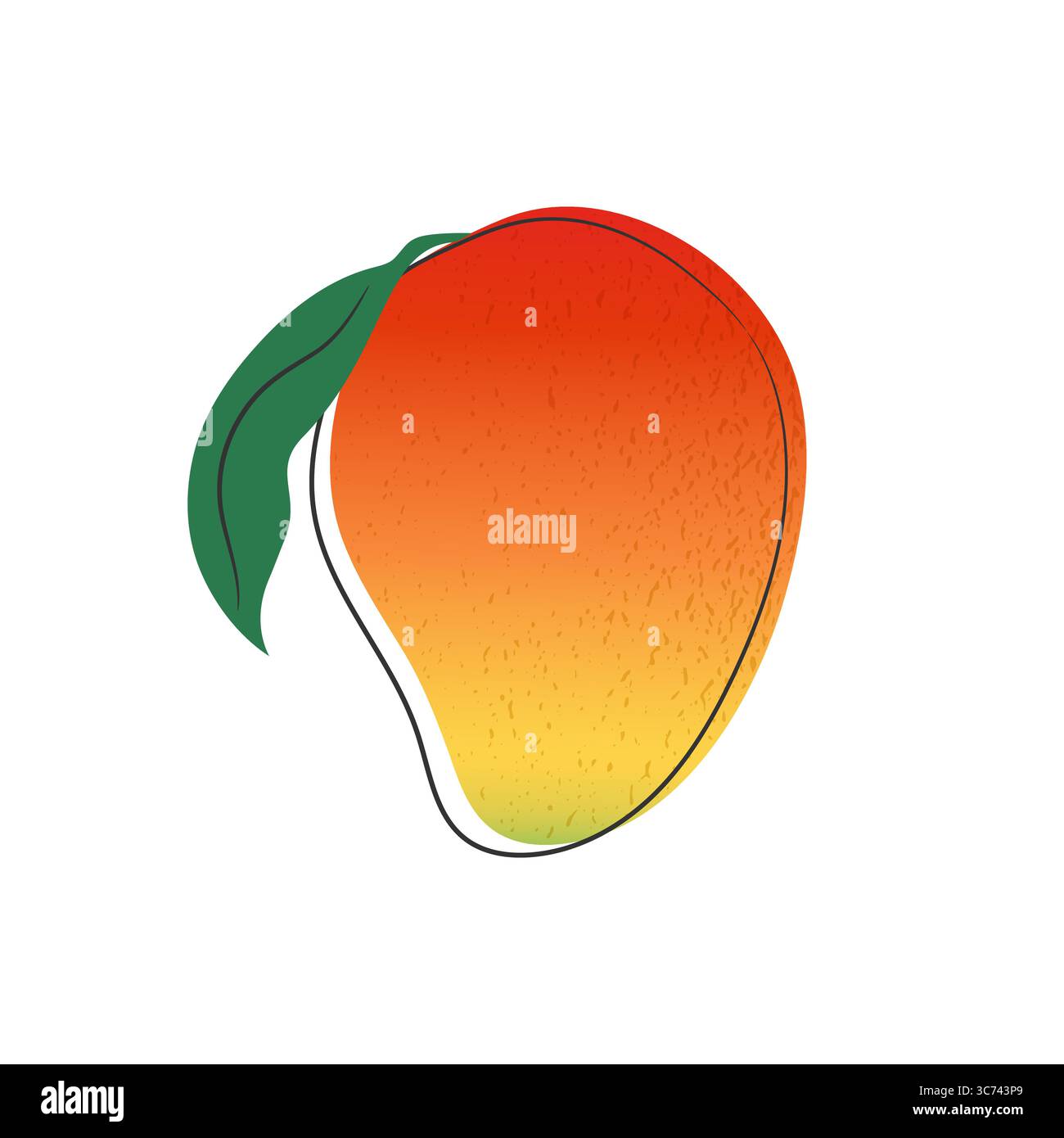 Fruit de mangue dessiné à la main isolé sur fond blanc. Mangue de dessin animé. Illustration vectorielle Illustration de Vecteur