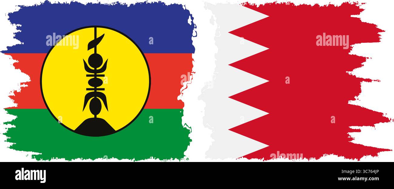 Bahreïn et Nouvelle-Calédonie grunge drapeaux connexion, vecteur Illustration de Vecteur