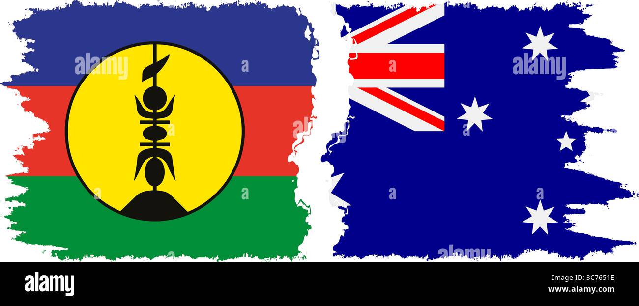 Australie et Nouvelle-Calédonie grunge drapeaux connexion, vecteur Illustration de Vecteur