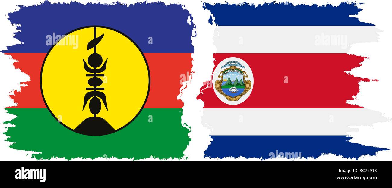 Costa Rica et Nouvelle Calédonie grunge drapeaux connexion, vecteur Illustration de Vecteur