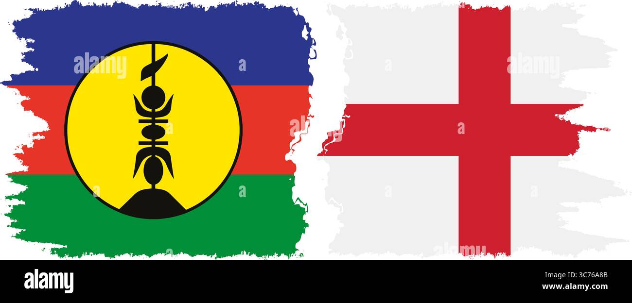 Angleterre et Nouvelle-Calédonie grunge drapeaux connexion, vecteur Illustration de Vecteur