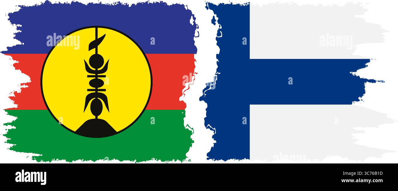 Finlande et Nouvelle-Calédonie grunge drapeaux connexion, vecteur Illustration de Vecteur