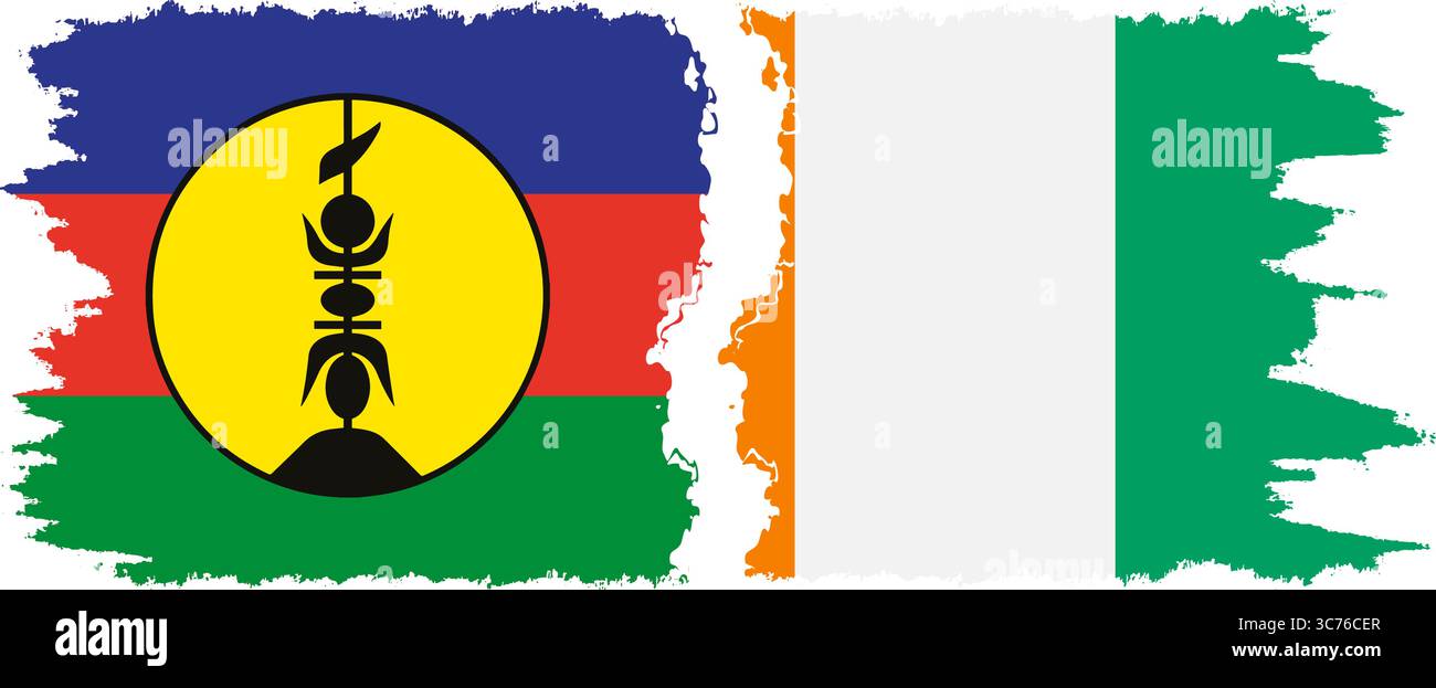 Connexion des drapeaux grunge Côte d'Ivoire et Nouvelle-Calédonie, vecteur Illustration de Vecteur