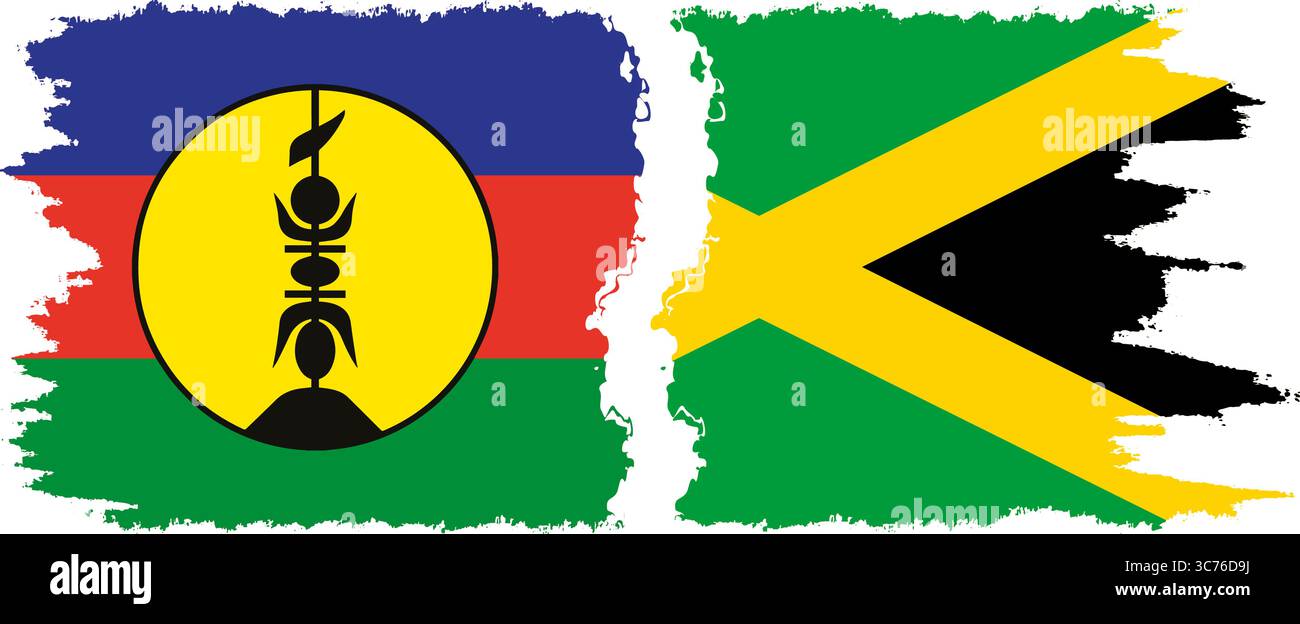 Jamaïque et Nouvelle-Calédonie grunge drapeaux connexion, vecteur Illustration de Vecteur