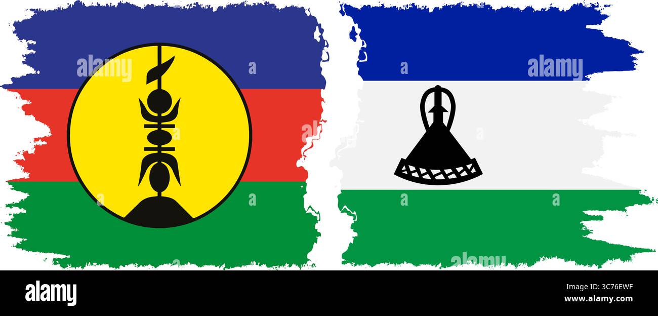 Lesotho et Nouvelle-Calédonie grunge drapeaux connexion, vecteur Illustration de Vecteur
