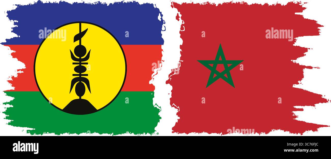 Connexion des drapeaux grunge Maroc et Nouvelle Calédonie, vecteur Illustration de Vecteur