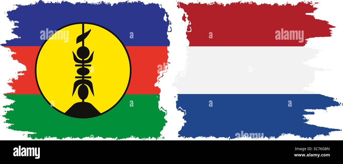 Connexion des drapeaux grunge des pays-Bas et de la Nouvelle-Calédonie, vecteur Illustration de Vecteur
