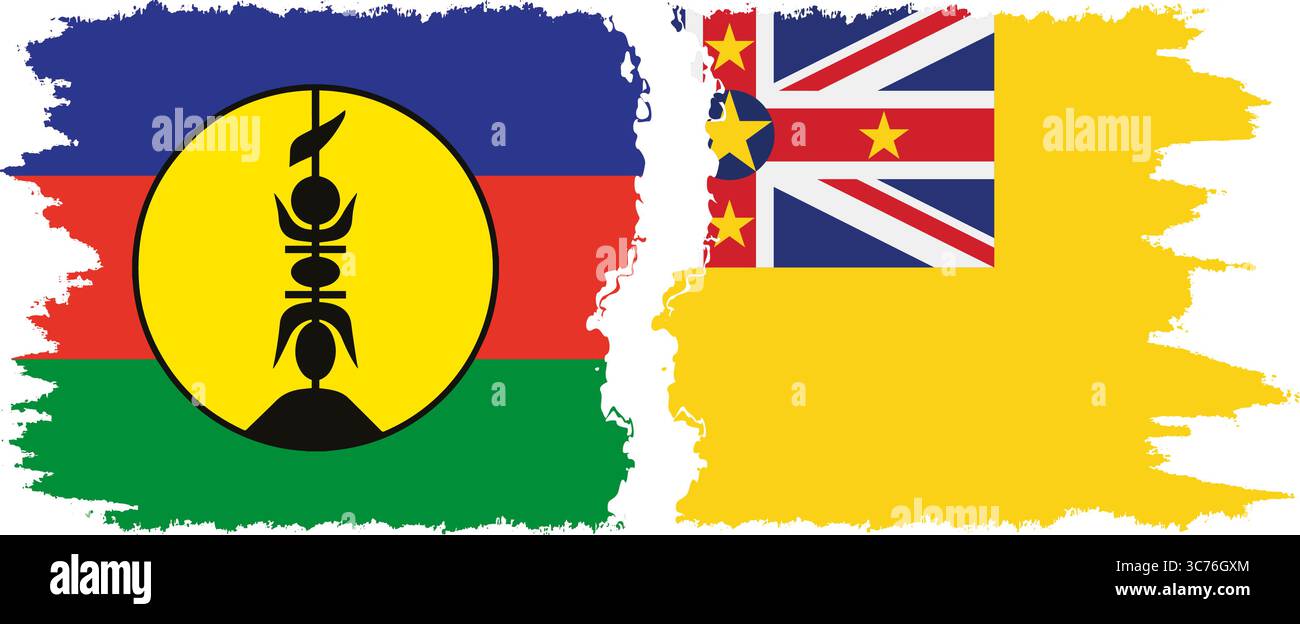 Niue et Nouvelle-Calédonie grunge drapeaux connexion, vecteur Illustration de Vecteur