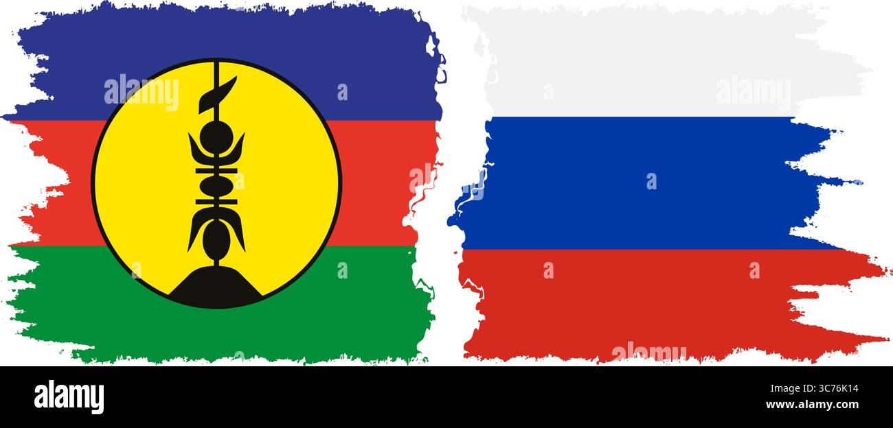 La Russie et la Nouvelle-Calédonie grunge drapeaux connexion, vecteur Illustration de Vecteur
