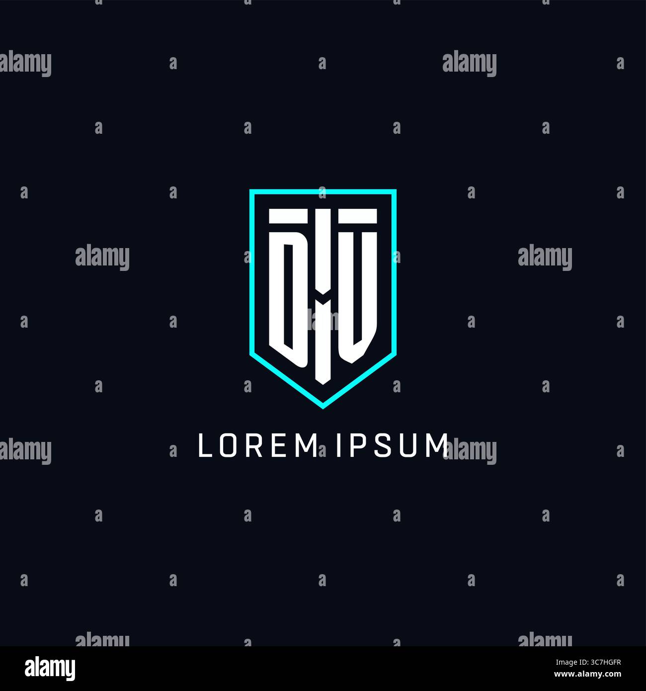 Style géométrique de forme de bouclier de logo Monogram DV avec graphique vectoriel de conception de logo initial créatif simple Illustration de Vecteur