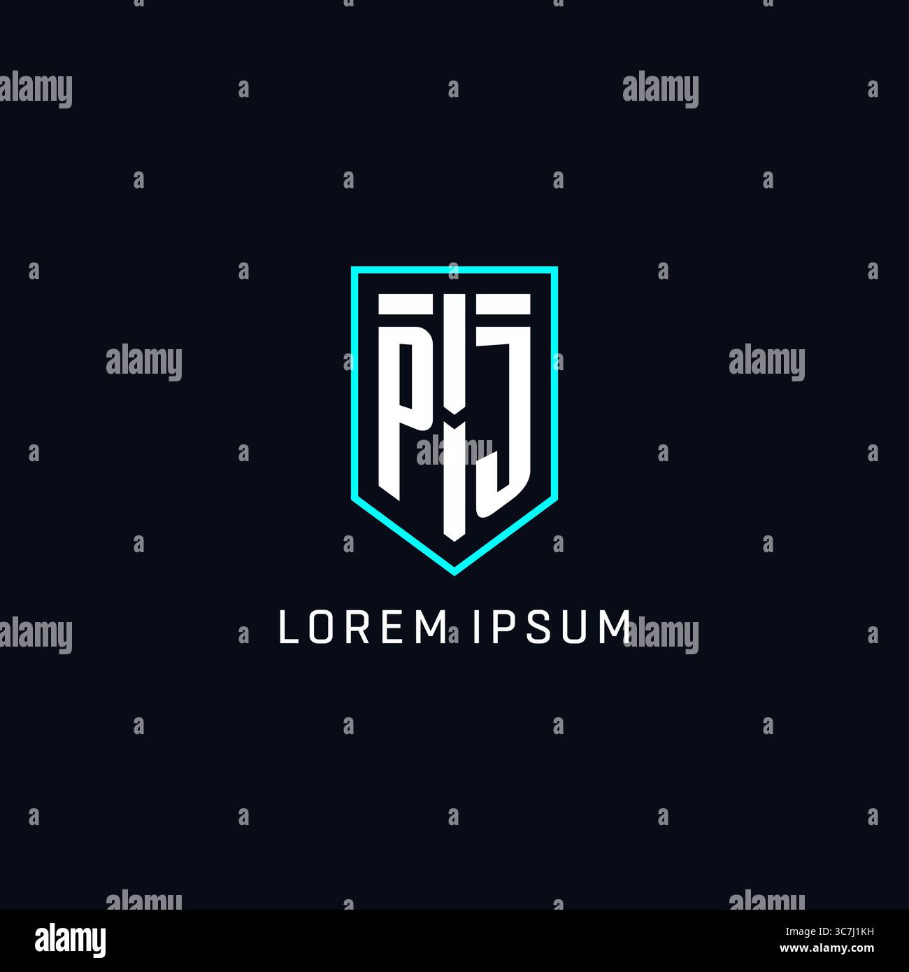 Style géométrique de forme de bouclier de logo Monogram PJ avec graphique vectoriel de conception de logo initial créatif simple Illustration de Vecteur