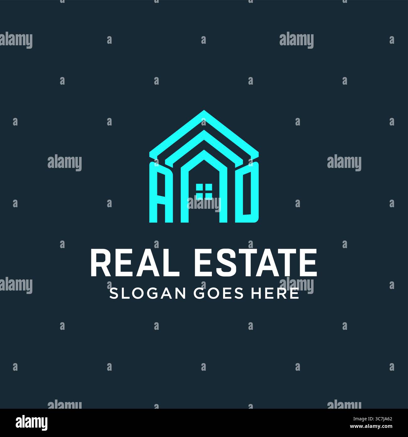Lettre initiale AD toit logo immobilier avec graphique vectoriel graphique vectoriel graphique de style de logo créatif et moderne Illustration de Vecteur